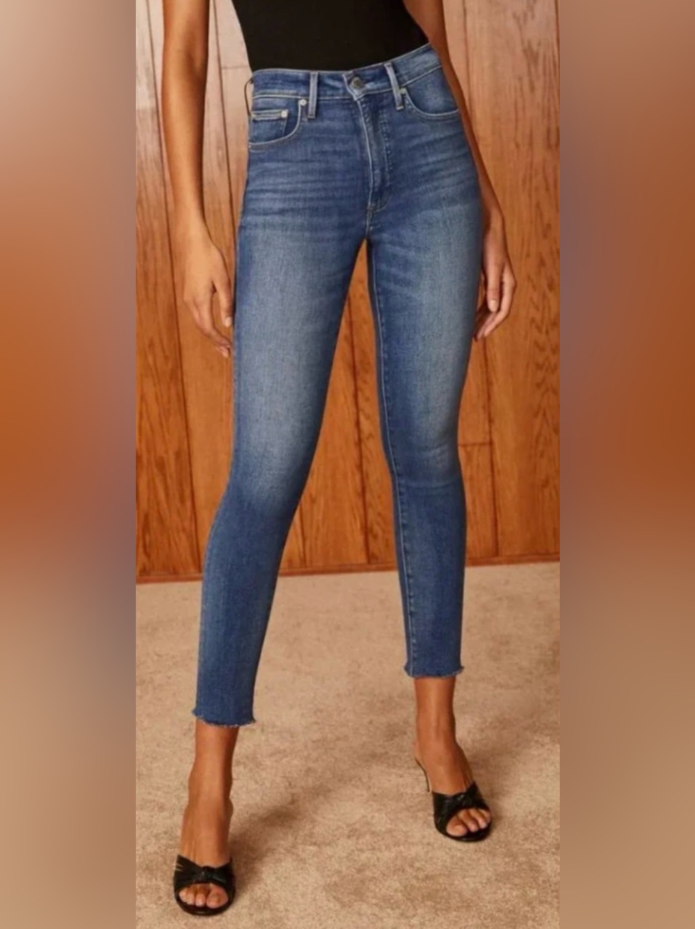 Denim Forum The Lola High Rise Skinny Crop Medium Wash Size 27